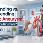 Doctor explaining the differences between ascending and descending aortic aneurysms and available aortic aneurysm repair and surgery options at Encino Vascular Institute.